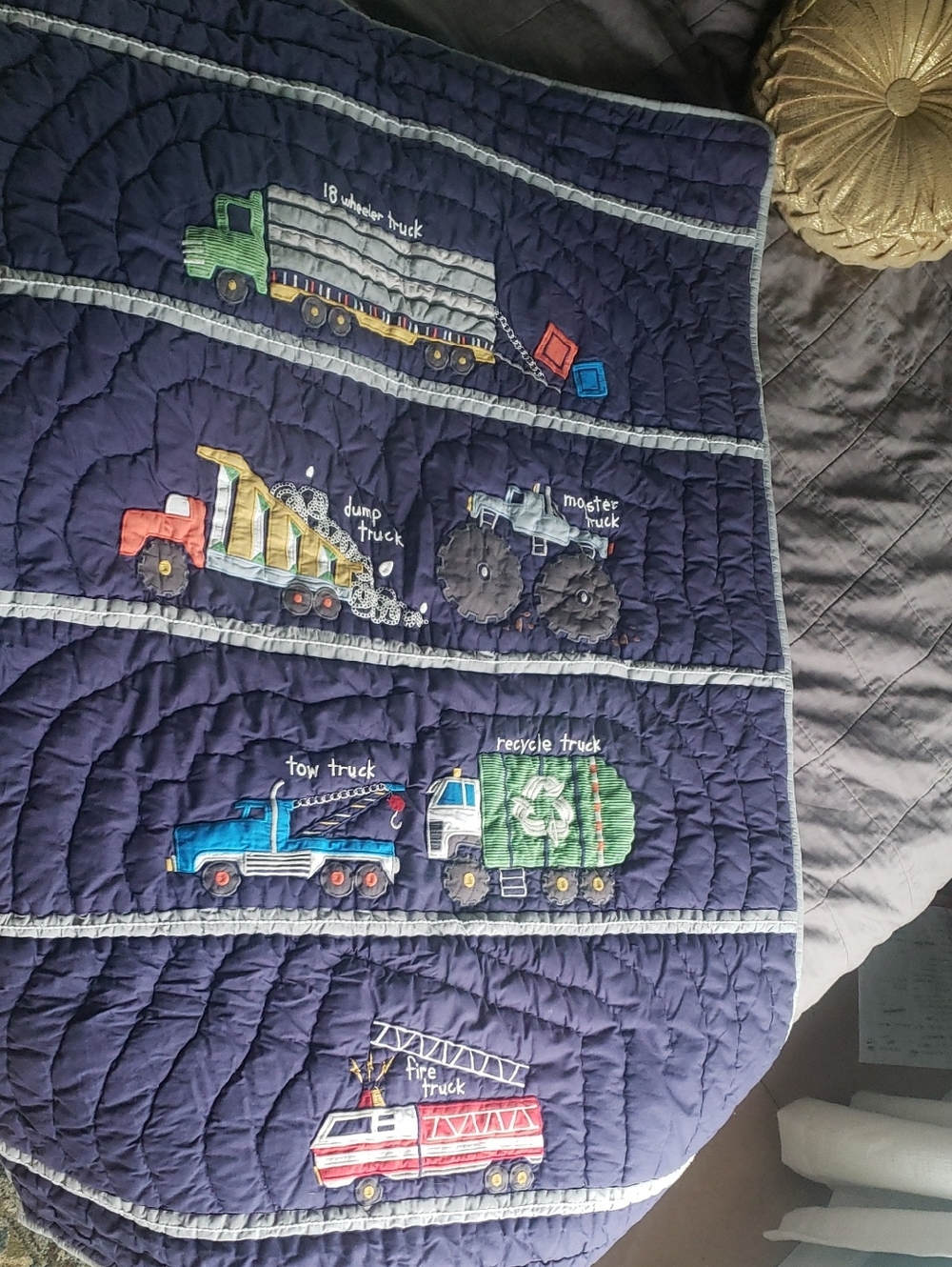 Pottery Barn Busy Trucks Toddler Quilt